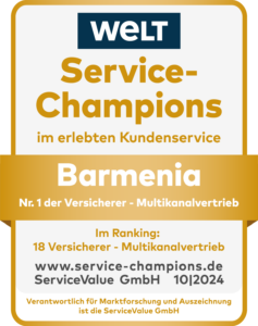 WELT Service-Champions: Barmenia, Nr. 1 der Versicherer im Multikanalvertrieb. ServiceValue, Oktober 2024.